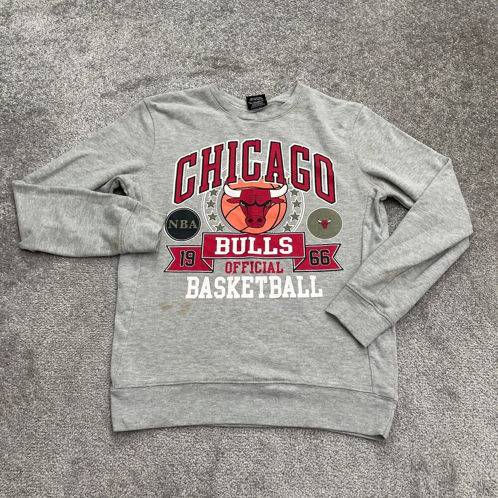 NBA Chicago Bulls 1966 Pullover Sweatshirt Mens Small Gray Graphic Basketball